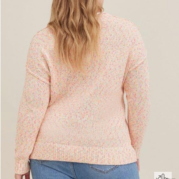 Size 1: Torrid Marled Cotton Flamingo Tunic Sweater - Picture 5 of 6